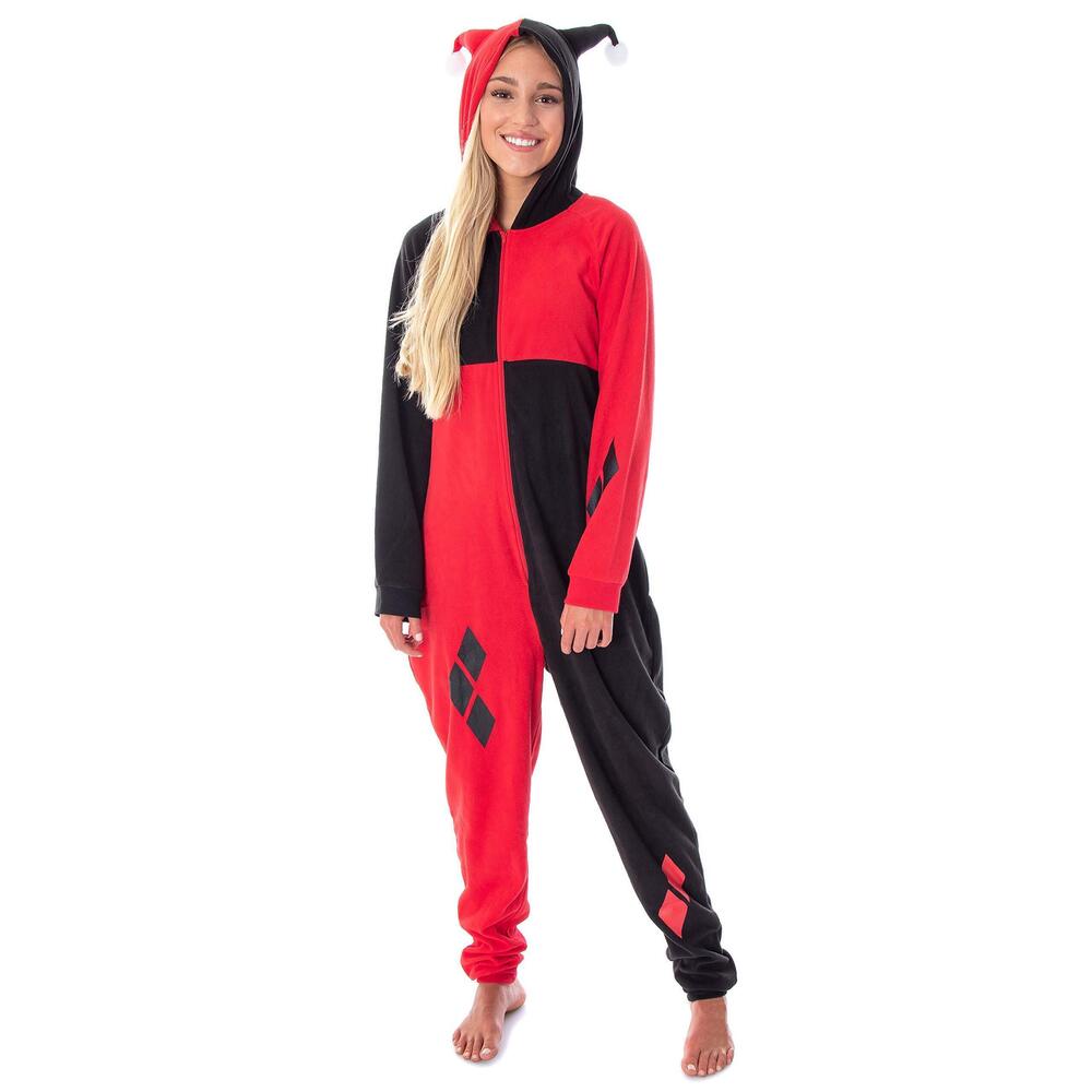 9499 DC Comics Classic Harley Quinn Jester Adult One-Piece Hooded Union
